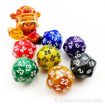Çeşitli Renkli Polyhedral Zar 30 Sides, D30 Die Gaming Zar, D30 Zar, 30 Kenar Zar